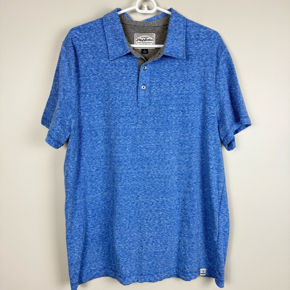 Flag & Anthem Polo Mens Large Blue Short Sleeve Shirt Top Preppy Cotton